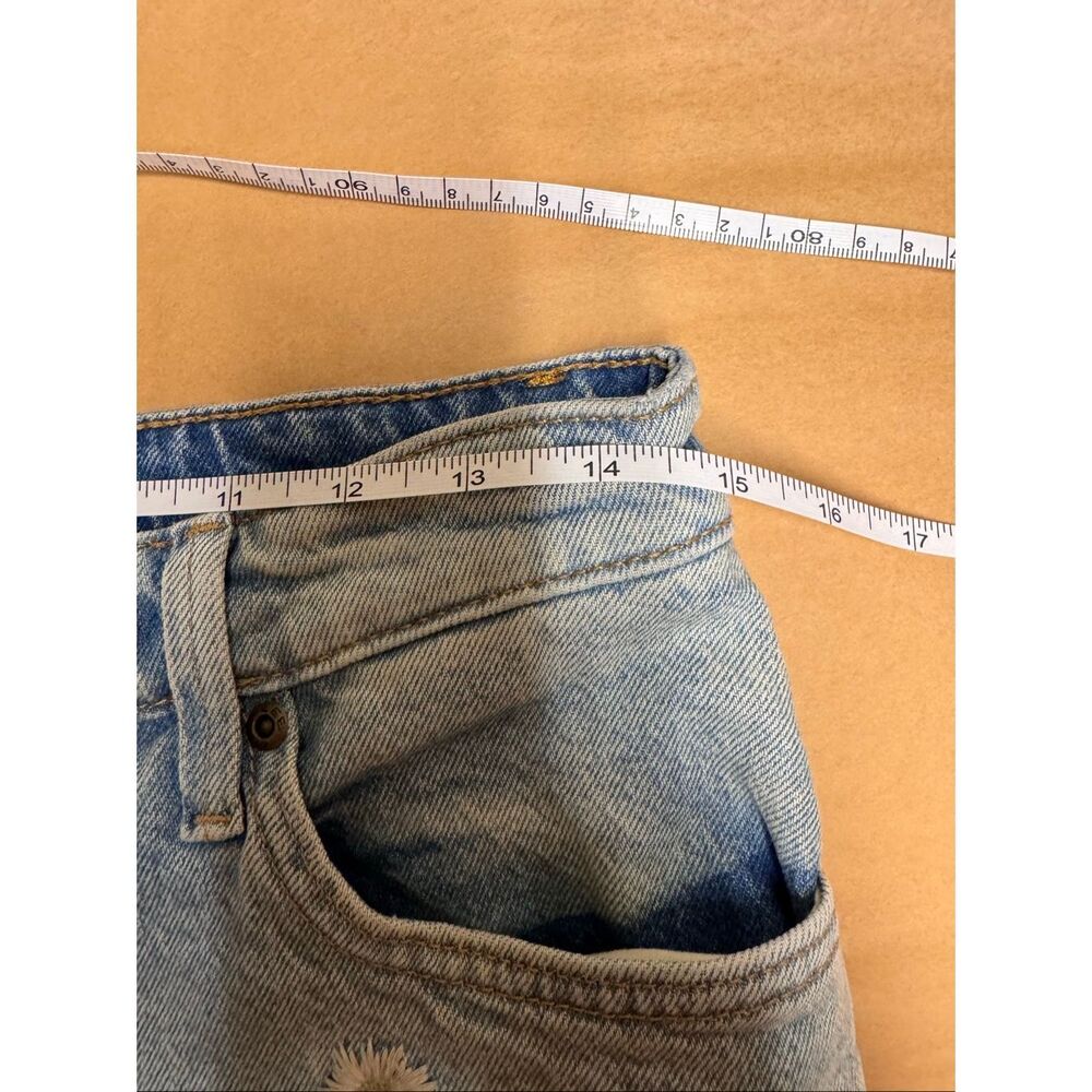 Lee Size 30 Embroidered Wide Flare Leg Jeans Daisy Boho Denim Free People - Picture 12 of 14